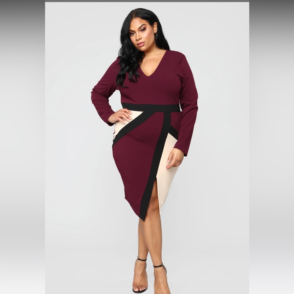 Fashion Nova Stay Solid ColorBlock Dress 3x Plum